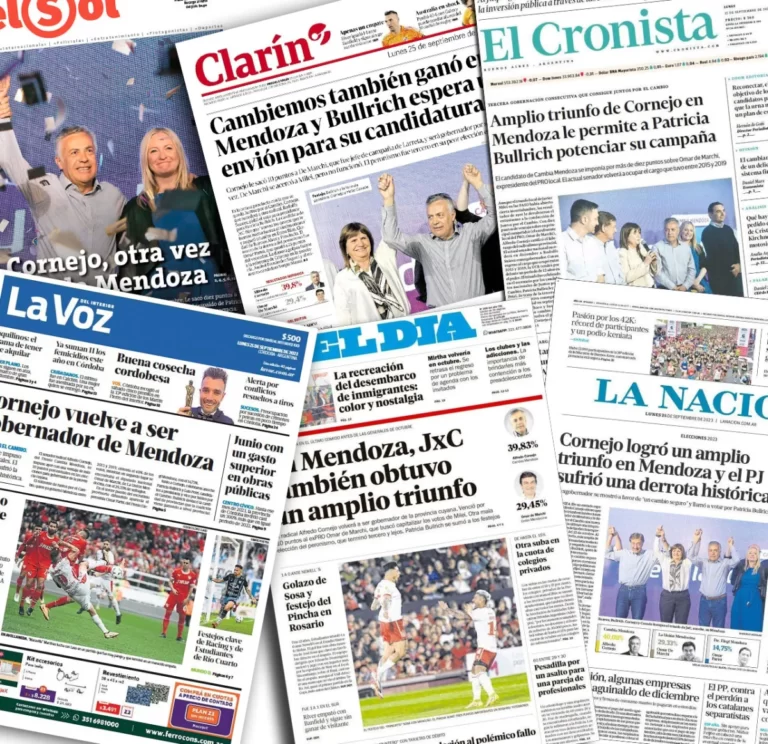 Alfredo Cornejo copó las tapas de los principales diarios nacionales por su victoria