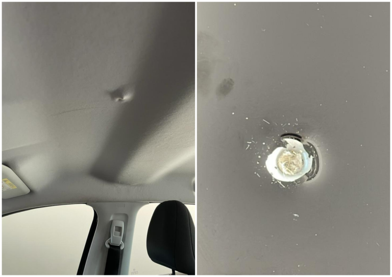 Un nuevo caso de bala perdida en Año Nuevo: iba por Godoy Cruz y un plomo le dio en el techo del auto