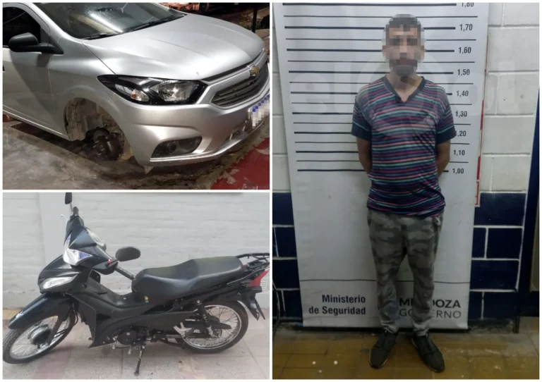 Múltiples detenciones por robos vehiculares en Las Heras: recuperaron un auto, motos y ruedas