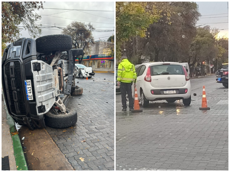 Choque y vuelco en la calle Juan B. Justo